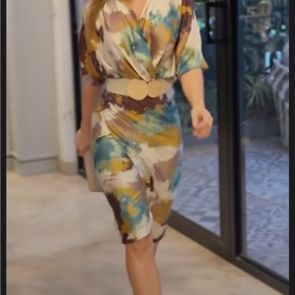 Multicolor Abstract Wrap Dress - Picture 3 of 3